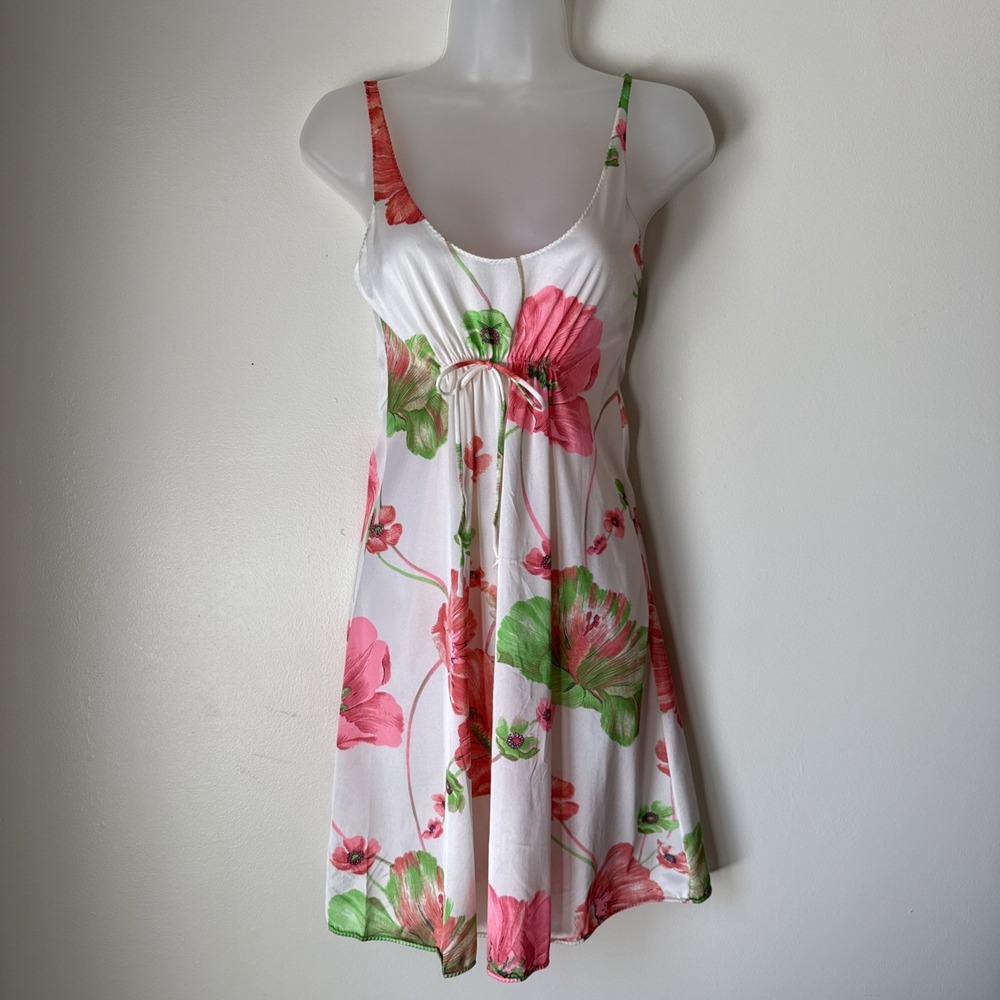 Vintage Lorraine Floral Slip‎ Dress Babydoll Nightie Sexy Retro Silky Size S Y2K